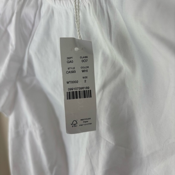 J. Crew Inez Fitted Puff Sleeve Blouse White Cotton Smocked Size 2 NWT CA593 - Picture 5 of 9